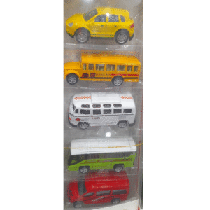 5 Piece Die Cast Metal Car and Bus Set