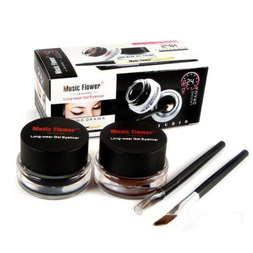 Music Flower Gel Black + Brown 2-color Gel Eyeliner Smudge- Proof & Water Proof Eye Liner