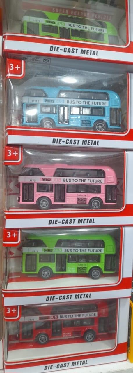 5 Piece Die Cast Metal Car and Bus Set City Vehicle Set Classic Metal Car for baby - Image 2